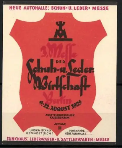Reklamemarke Berlin, 3. Messe der Schuh- u. Leder-Wirtschaft 1925, Leder - Symbol
