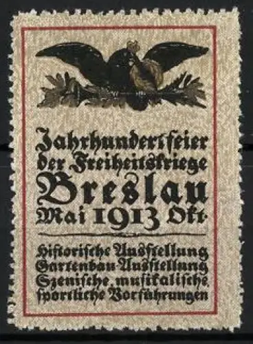 Reklamemarke Breslau, Jahrhundertfeier der Freiheitskriege 1913, Adler-Symbol