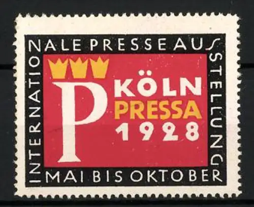 Reklamemarke Köln, Internationale Presseausstellung 1928, Krone und Buchstabe P
