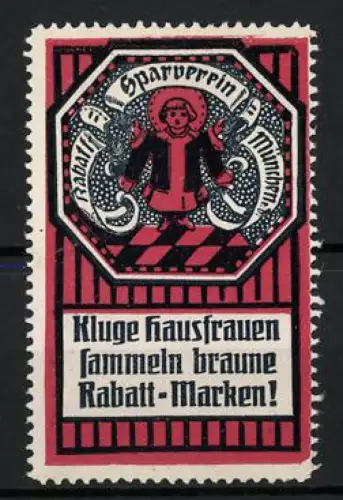 Reklamemarke München, Rabattmarke des Rabatt-Sparvereins e. V., Münchner Kindl