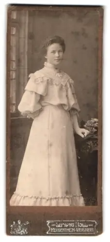 Fotografie Ludwig Hll, Mergentheim, Elegante Dame in Kleid