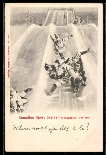 AK Canada, Tobogganing: The Spill, Sportler stürzen mit Schlitten
