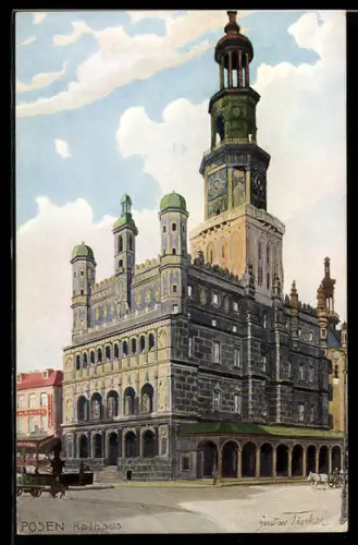 Künstler-AK Posen / Poznan, Rathaus