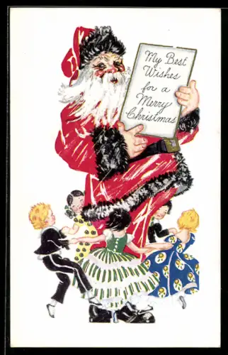 AK Kinder tanzen um den Weihnachtsmann herum