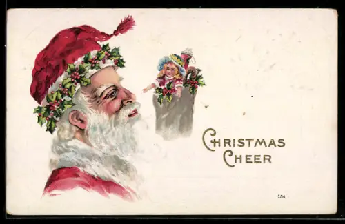 Künstler-AK Weihnachtsmann mit Geschenken, Christmas Cheer