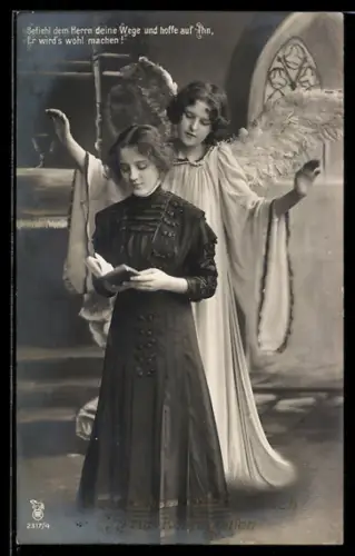 AK Schutzengel behütet Konfirmandin, Konfirmation