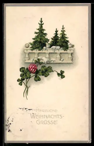 AK Tannenbäume und Klee, Weihnachten