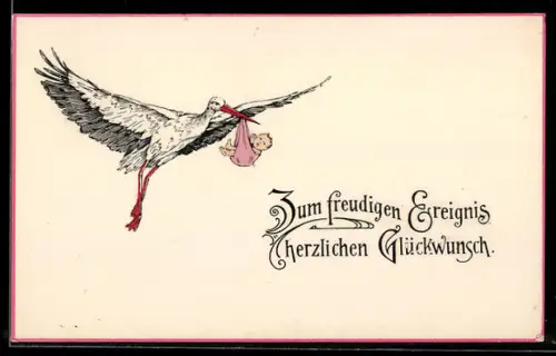 AK Storch bringt ein Neugeborenes