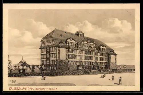 Künstler-AK Kaiserslautern, Blick zur Rupprechtschule