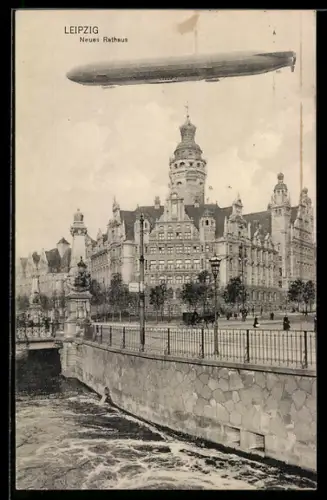 AK Leipzig, Zeppelin über dem Rathaus