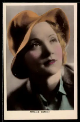 AK Schauspielerin Marlene Dietrich mit Hut