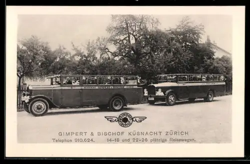 AK Küsnacht /Zürich, Lastkraftwagen von Gimpert & Bischof auf der Strasse