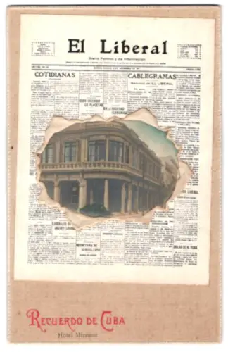 AK Habana, Hotel Miramar, Zeitung El Liberal 1907