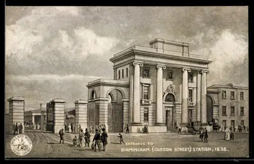 Künstler-AK Birmingham, Entrance to Birmingham Station 1838