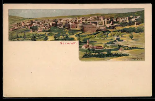 Künstler-AK Nazareth, Ortsansicht