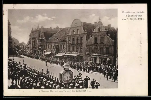 AK Insterburg, Russische Parade am 5. Sept. 1914