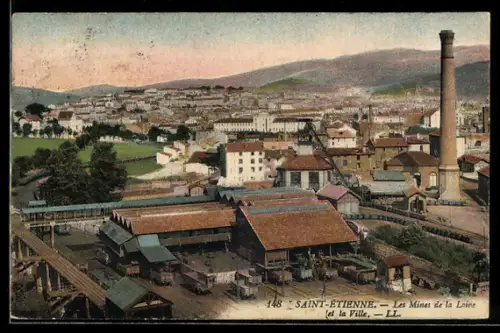 AK Saint-Etienne, Blick zum Ort und zur Kohlenmine
