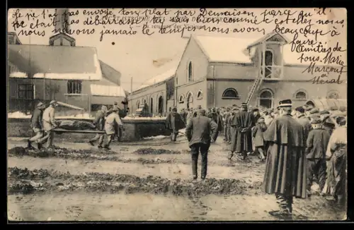 AK Courrieres, La Catastrophe des Mines, La remonte de Victimes, Grubenunglück 10.3.1906