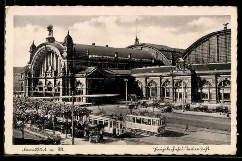 AK Frankfurt a. M., Hauptbahnhof, Strassenbahn