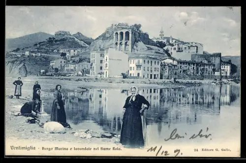 AK Ventimiglia, Borgo Marina e lavandaie nel fiume Roja