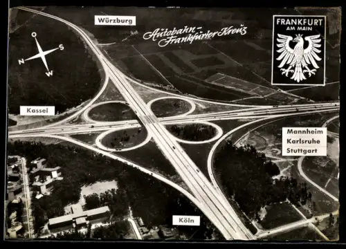 AK Autobahn Frankfurter Kreuz aus der Vogelschau