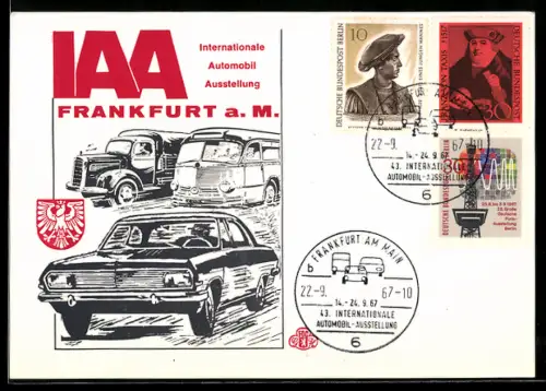 AK Frankfurt a. Main, IAA - Internationale Automobil Ausstellung 1967, Autos und LKW
