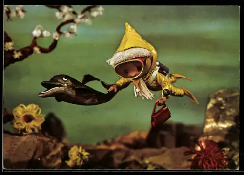 AK Unser Sandmännchen taucht mit einem Delfin