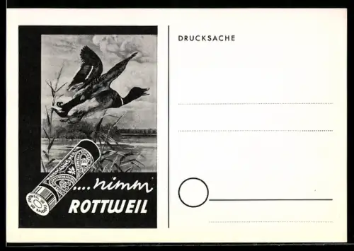 AK Jagdeinladung zum Übungsschiessen, Ente im Schilff, Jadgration Rottweil