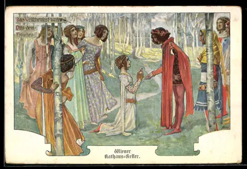 AK Wien, Wiener Rathauskeller, Veilchenfest unter Otto dem Fröhlichen