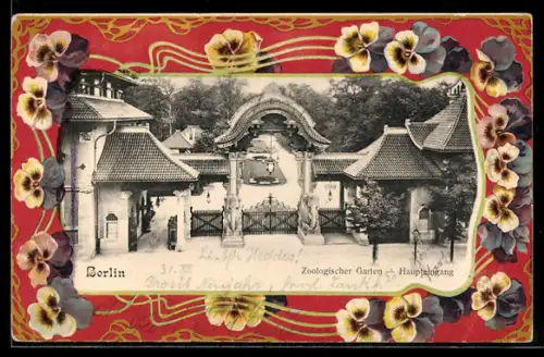 Passepartout-Lithographie Berlin, Zoologischer Garten, Haupteingang