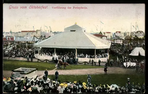 AK München, Vorführung der Preispferde beim Oktoberfest