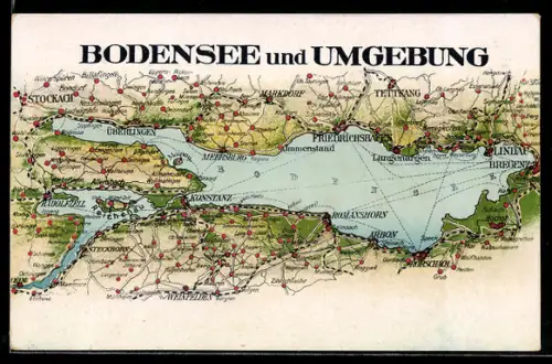 AK Lindau, Landkarte Bodensee und Umgebung