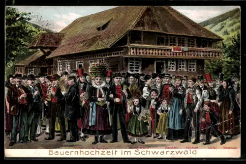 AK Bauernhochzeit im Schwarzwald in Tracht