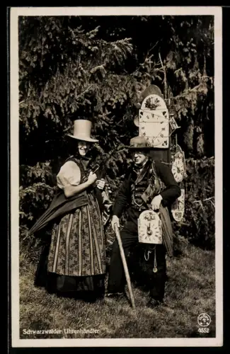 AK Zwei schwarzwälder Uhrenhändler