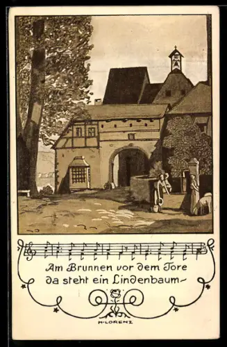 AK Rothenfels, Lied Am Brunnen vor dem Tore da steht ein Lindenbaum...