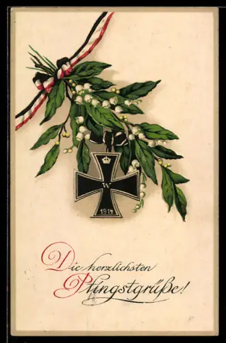 AK Pfingstgruss mit Eisernem Kreuz