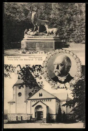AK Friedrichsruh, Gruftkapelle von Otto von Bismarck, Hirschgruppe