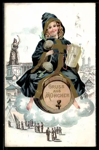 AK Münchnerkindl fliegt mit Massbier auf dem Bierfass