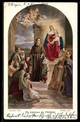 AK Der hl. Antonius als Fürbitter bei Maria und Jesus