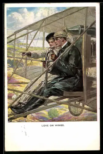 Künstler-AK Clarence F. Underwood: Pilot mit seiner Liebsten in höheren Regionen