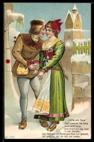 AK Lore am Tore, Liebespaar im Winter