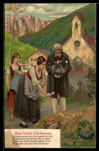 Lithographie Das letzte Edelweiss, Tod