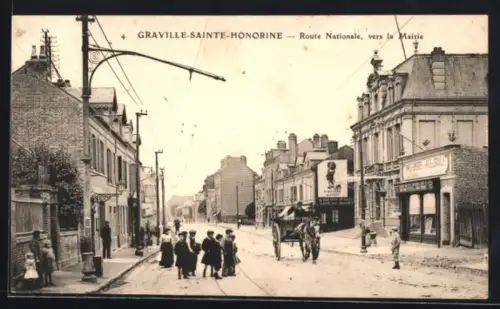 AK Le Havre, Graville-Sainte-Honorine, Route Nationale, vers la Mairie