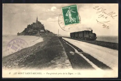 AK Le Mont-St-Michel, Vue generale prise de la Digue
