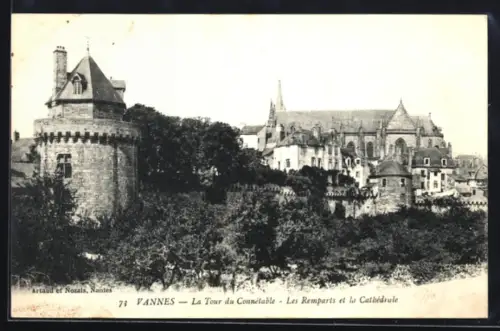AK Vannes, La Tour du Connétable, Les Remparts et la Cathédrale