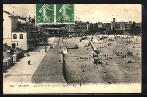 AK Dinard, La Plage et la Nouvelle Digue