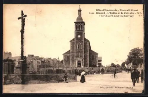AK Dinard /Côte d`Emeraude, L`Eglise et le Calvaire
