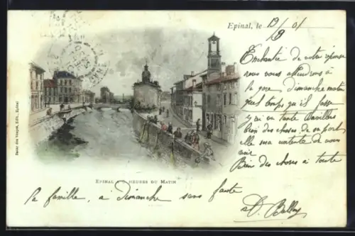 Künstler-AK Epinal, Epinal a 5 Heures du Matin