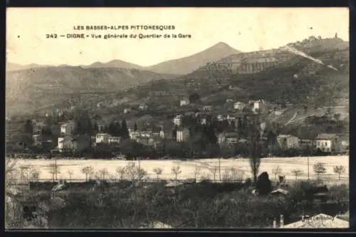 AK Digne, Vue générale du Quartier de la Gare
