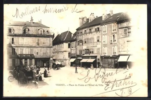 AK Vesoul, Place du Palais et l`Hôtel de Ville